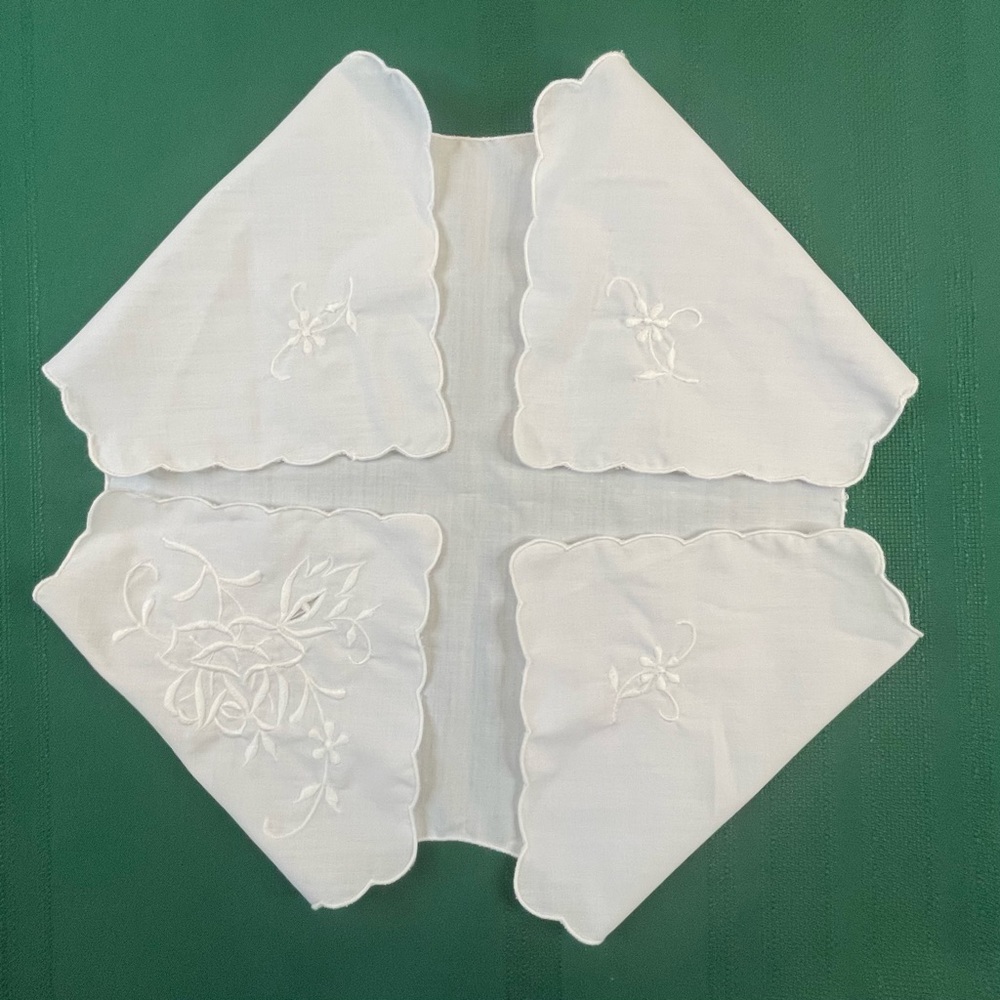 White Bread Liner with White Embroidery for Basket or Bowl
